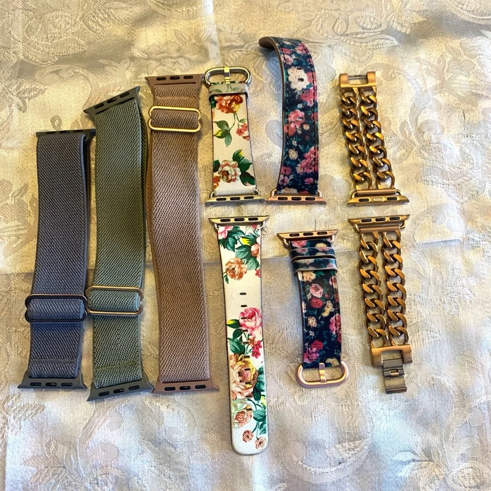 Various Floral and Solid Apple Watch Bands Set